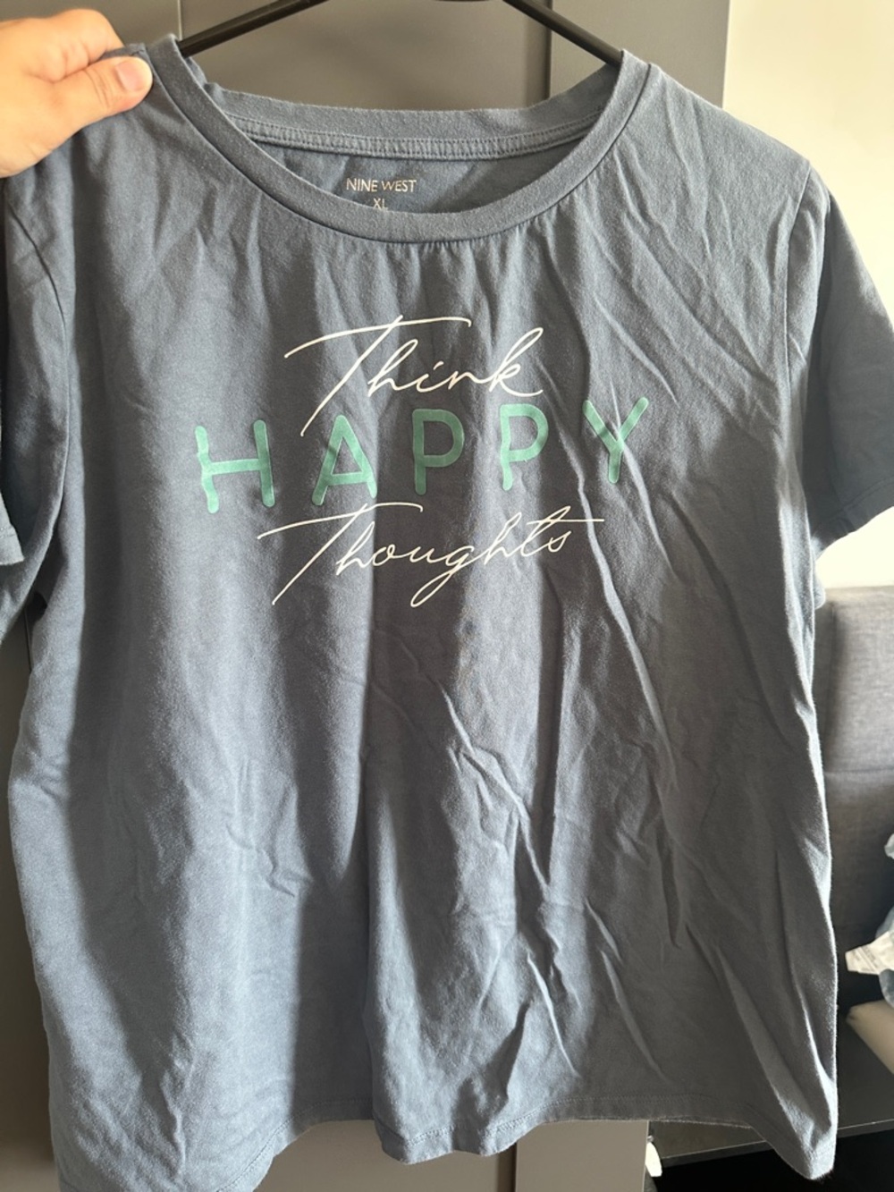 Nine West Blue Tee with Mint and White Script